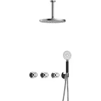 Hotbath Cobber @Work IBSW70 inbouw regendoucheset met ronde handdouche aan houder en 30cm ronde hoofddouche aan 15cm plafondarm chroom
