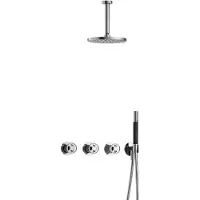 Hotbath Cobber @Work IBSW70 inbouw regendoucheset met staafhanddouche aan houder en 20cm ronde hoofddouche aan 15cm plafondarm chroom