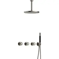 Hotbath Cobber@Work IBSW70 inbouwdouche met 15cm plafondbuis en 30cm hoofddouche nikkel geborsteld