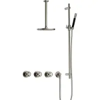 Hotbath Cobber@Work IBSW70 inbouwdouche met 30cm plafondbuis en glijstang nikkel geborsteld