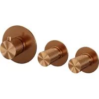 Brauer Copper Carving inbouwthermostaat en 2 stopkranen met in- en afbouwdelen koper geborsteld PVD
