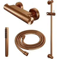 Brauer Douchekraanset copper edition opbouw met glijstang en staafhanddouche geborsteld koper