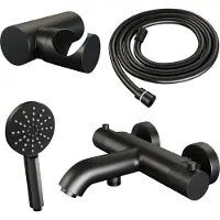 Brauer Black Carving thermostatische badkraan mat zwart set 4