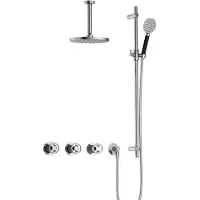 Hotbath Cobber@Work IBSW70 inbouwdouche met ronde handdouche, 15cm plafondbuis en glijstang chroom