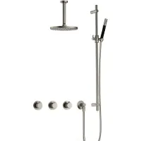 Hotbath Cobber X IBSX70 inbouwdouche met 15cm plafondbuis en glijstang geborsteld nikkel