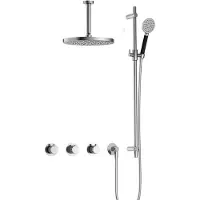 Hotbath Cobber X IBSX70 inbouw regendoucheset met ronde handdouche aan glijstang en 30cm ronde hoofddouche aan 15cm plafondarm chroom