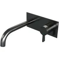 Brauer Gunmetal Edition inbouw wastafelmengkraan met gebogen uitloop en afdekplaat model E1 gunmetal geborsteld PVD