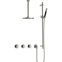 Hotbath Cobber X IBSX70 inbouwdouche met 30cm plafondbuis en glijstang geborsteld nikkel