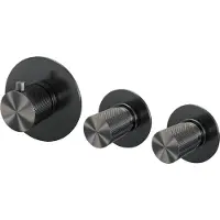 Brauer Gunmetal Carving inbouwthermostaat en 2 stopkranen gunmetal geborsteld PVD