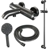 Brauer Gunmetal Carving thermostatische badkraan gunmetal geborsteld PVD set 2