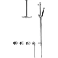 Hotbath Cobber @work IBSW70 Inbouw Doucheset Met 2 Stopkranen Met Plafondbuis 30 Cm En Glijstang - Chroom - Kranen, Douchekranen, Douchesets, Inbouw - Kranen, Douchekranen, Douchesets, Inbouw