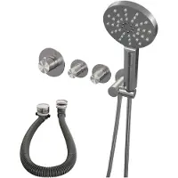 Brauer Brushed Carving inbouw badkraan met badvulcombinatie en 3 standen handdouche RVS geborsteld PVD