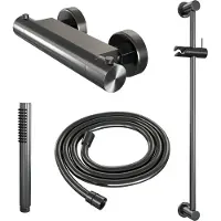 Brauer Gunmetal Edition thermostatische doucheset met glijstang en staafhanddouche gunmetal geborsteld PVD