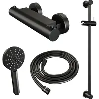 Brauer Douchekraanset black edition opbouw met glijstang en ronde handdouche mat zwart