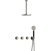 Hotbath Cobber X IBSX70 inbouwdouche met ronde handdouche en 30cm plafondbuis geborsteld nikkel