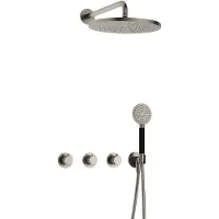 Hotbath Cobber X IBSX70 inbouwdouche met ronde handdouche en 30cm hoofddouche geborsteld nikkel
