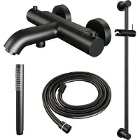 Brauer Black Edition thermostatische badkraan mat zwart set 1