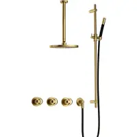 Hotbath Cobber@Work IBSW70 inbouwdouche met 30cm plafondbuis en glijstang geborsteld messing PVD