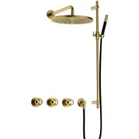 Hotbath Cobber@Work IBSW70 inbouwdouche met 30cm hoofddouche en glijstang geborsteld messing PVD