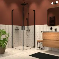 Sealskin - Douche Hoekinstap Inc 100 X 200cm - Zwart Profiel - 8 Mm Helder Glas