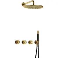 Hotbath Cobber@Work IBSW70 inbouwdouche met 30cm hoofddouche geborsteld messing PVD