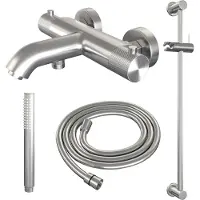 Brauer Brushed Carving thermostatische badkraan RVS geborsteld PVD set 1