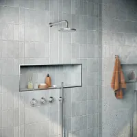 Hotbath Archie inbouw regendouche met staafhanddouche, 20cm hoofddouche extra dun en plafondarm 20cm RVS