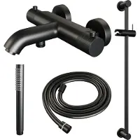 Brauer Black Carving thermostatische badkraan mat zwart set 1