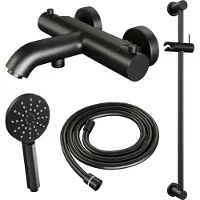 Brauer Black Edition thermostatische badkraan mat zwart set 2
