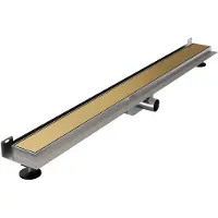 Brauer douchegoot 90x7cm met multifunctioneel rooster en muurflens geborsteld goud PVD