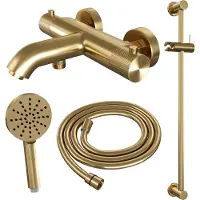 Brauer Gold Carving thermostatische badkraan goud geborsteld PVD set 2