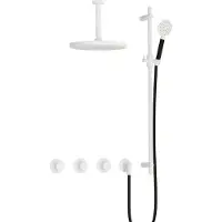 Hotbath Cobber IBS70 inbouwdouche met ronde handdouche, 15cm plafondbuis, 30cm hoofddouche en glijstang wit mat
