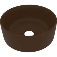 vidaXL Wastafel rond 40x15 cm keramiek mat donkerbruin