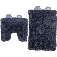 Wicotex - Badmat set met Toiletmat - WC mat met uitsparing Pure Antraciet - Antislip onderkant