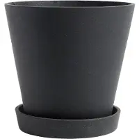 HAY Flowerpot with saucer pot XL Ø21.5 cm Zwart