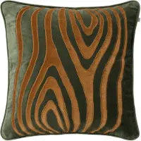 Chhatwal & Jonsson Mita Kussenhoes 50x50 Cm Woudgroen / - Decoratieve kussens & hoezen Fluweel Cognac - CC050173-18V