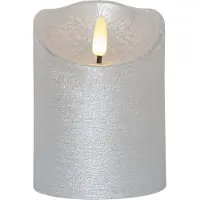 Star Trading LED echte waskaars 'Flamme Rustic', batterijen, timer, warm wit flikkerend, zilver, h 10cm, Ø 7.5cm