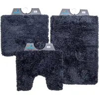 Wicotex - Badmat set - Badmat - Toiletmat - Bidetmat Pure Antraciet - Antislip onderkant - WC mat met uitsparing