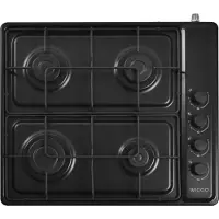 Wiggo WH-G604F(B) - Vrijstaande gaskookplaat - 4 kookzones - Zwart
