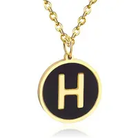 Cilla Jewels Goudkleurige Dames Schakelketting met Zwarte Kettinghanger Letter H