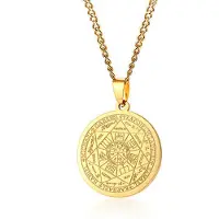 Mendes Cubaanse Schakelketting Mannen Goudkleurig Seal of the Seven Archangels