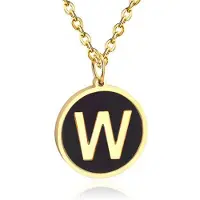 Cilla Jewels Goudkleurige Dames Schakelketting met Zwarte Kettinghanger Letter W