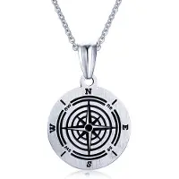 Mendes Heren Schakelketting Jasseron met Zilverkleurige Kompas Hanger