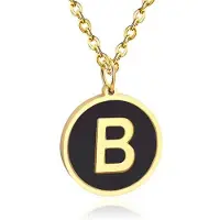 Cilla Jewels Goudkleurige Dames Schakelketting met Zwarte Kettinghanger Letter B
