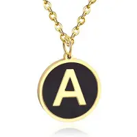 Cilla Jewels Goudkleurige Dames Schakelketting met Zwarte Kettinghanger Letter A