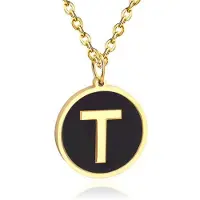 Cilla Jewels Goudkleurige Dames Schakelketting met Zwarte Kettinghanger Letter T