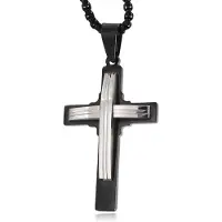 Mendes Heren Venetiaanse Schakelketting met Zwart Zilverkleurige Hanger