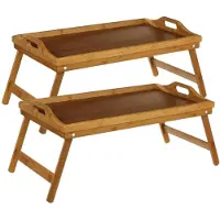 Secret De Gourmet 2x stuks ontbijt op bed tafeltjes/dienbladen rechthoekig 50 x 30 cm bamboe - Dienbladen