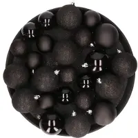 Cosy & Trendy Kerstversiering set kerstballen zwart 6 - 8 - 10 cm - pakket van 40x stuks - Kerstbal