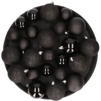 Cosy & Trendy Kerstversiering set kerstballen zwart 6 - 8 - 10 cm - pakket van 46x stuks - Kerstbal
